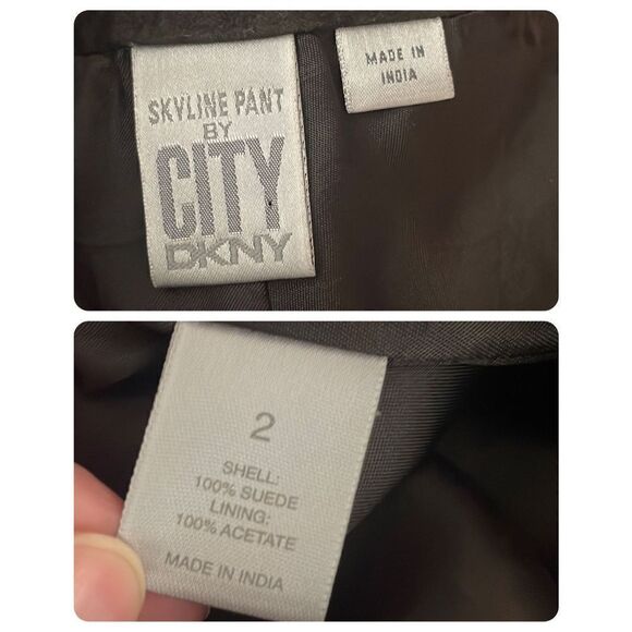DKNY Skyline Suede Leather Pant 2 Dark Brown - Picture 8 of 14